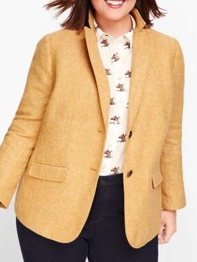Talbots Aberdeen Mustard Yellow Wool Blend 3-Button Blazer Size 20